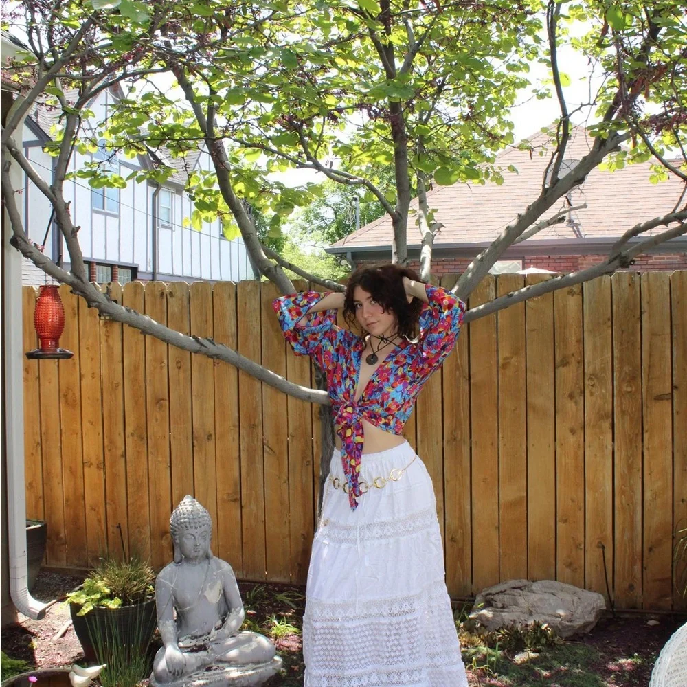 Cottagecore Long White Skirt - Picture 2 of 12